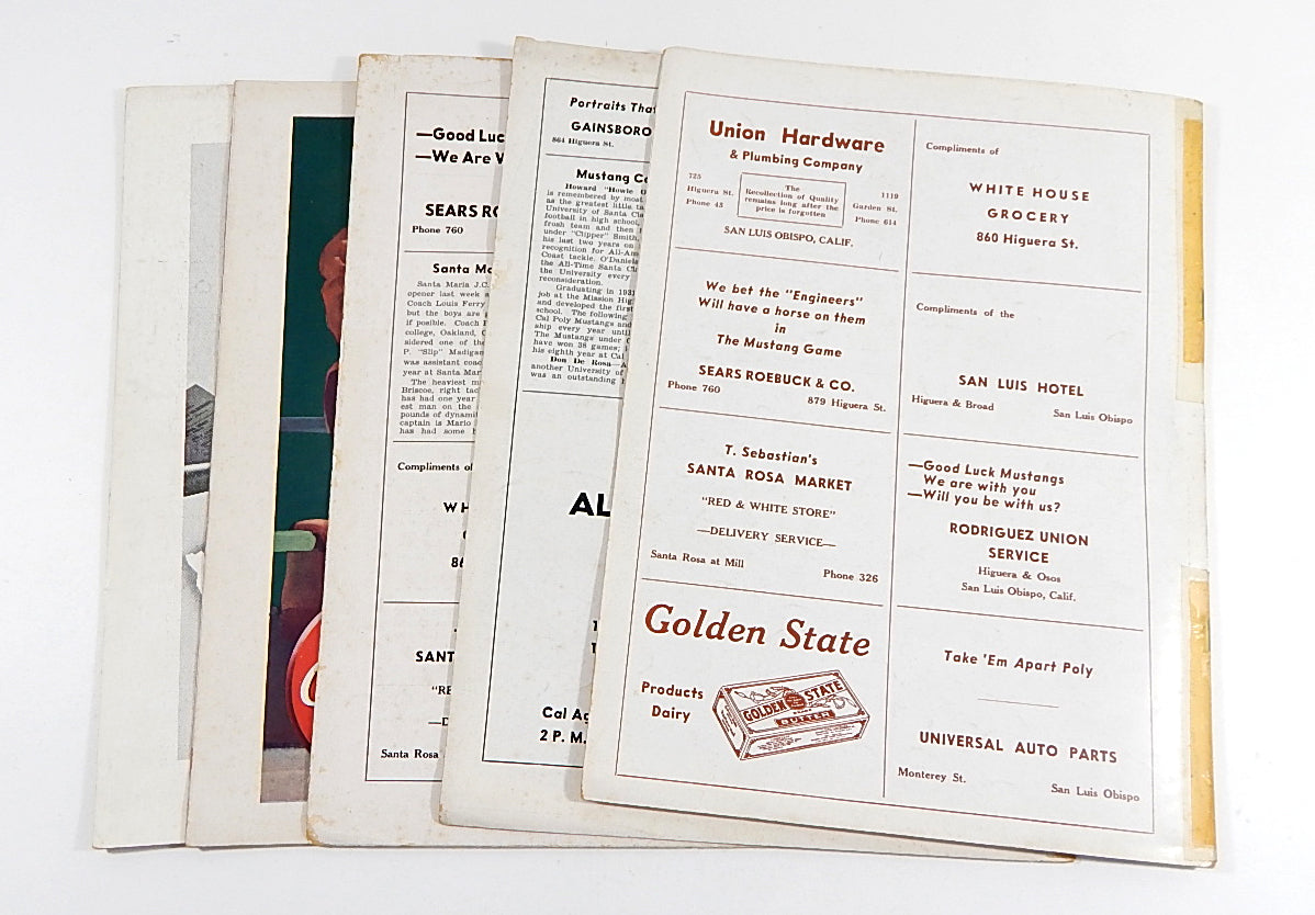 Lot of (5) Different 1940 & 1941 Cal Polytechnic College Football Programs Pic2