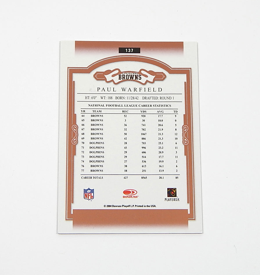2004 Donruss Classics Significant Signatures Red Paul Warfield #137 Auto Pic2