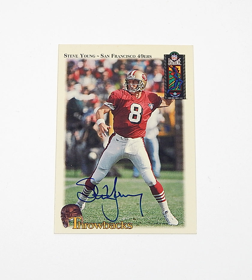 1995 Classic NFL Experience Throwbacks Steve Young #T26 On Card Auto #'d /1995
