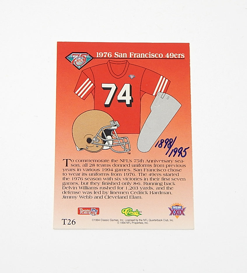1995 Classic NFL Experience Throwbacks Steve Young #T26 On Card Auto #'d /1995 Pic2