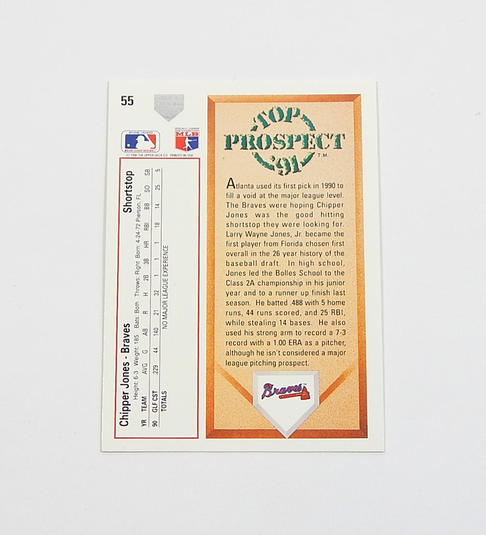 1991 Upper Deck Chipper Jones RC #55 Rookie Pic2
