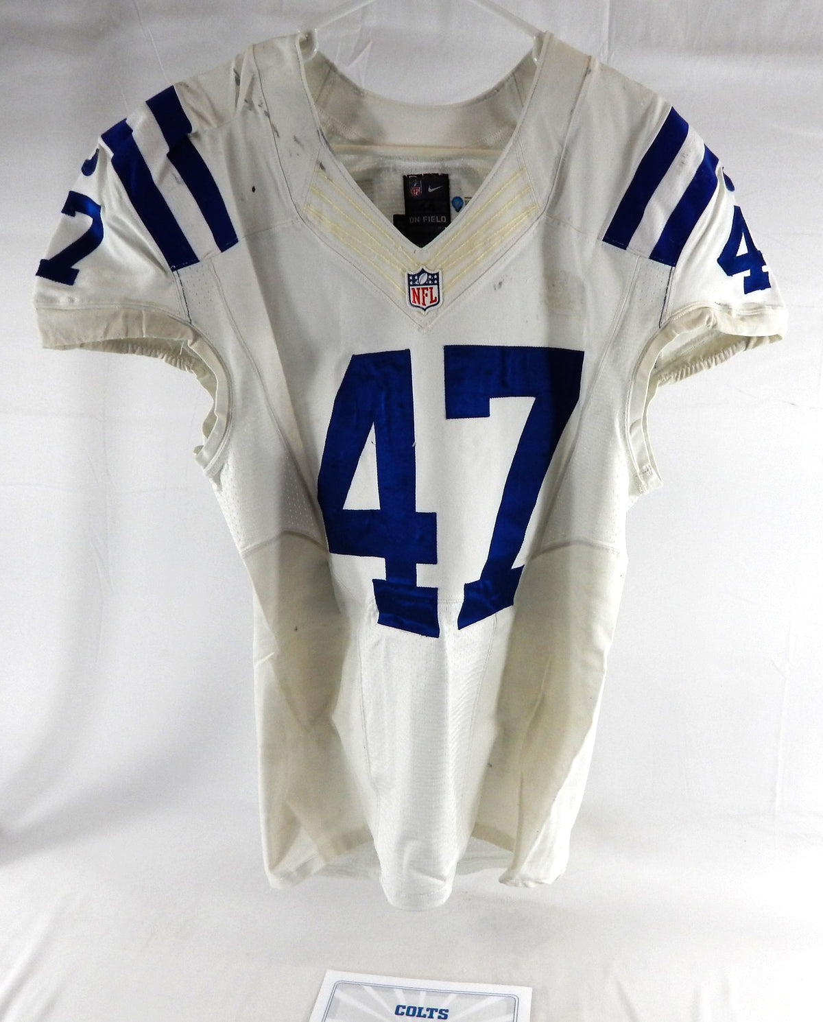 2012 Indianapolis Colts Tegray Scales #47 Game Issued Pos Used White Jersey 44 2