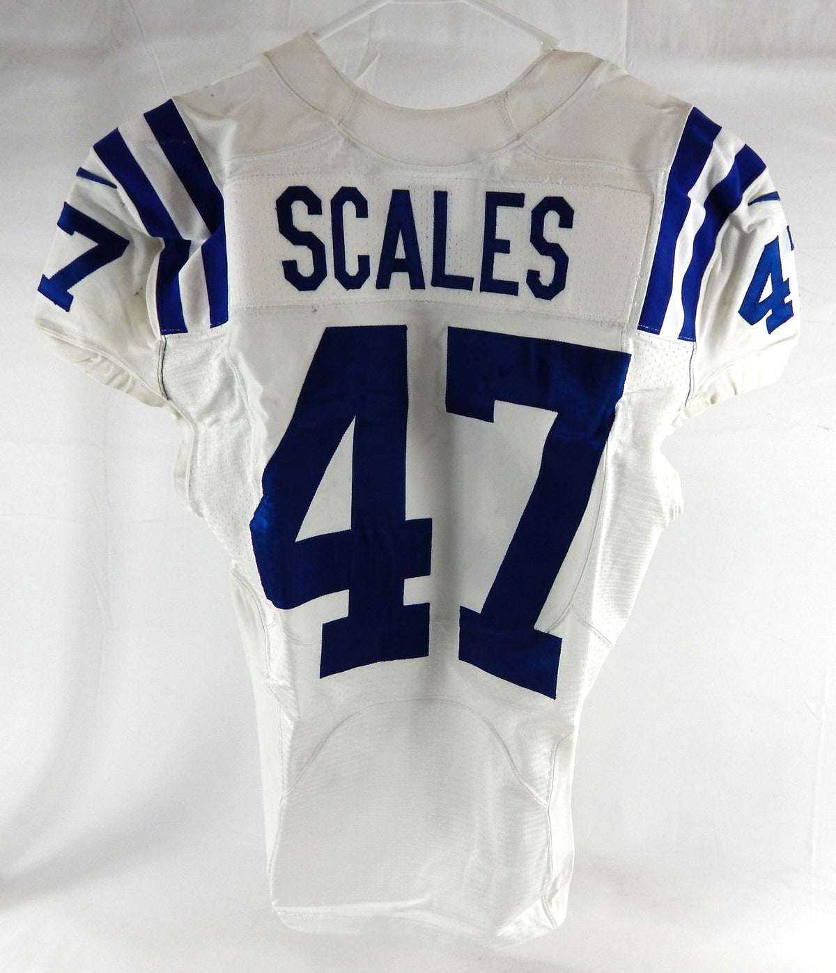 2012 Indianapolis Colts Tegray Scales #47 Game Issued Pos Used White Jersey 44 2 Pic2