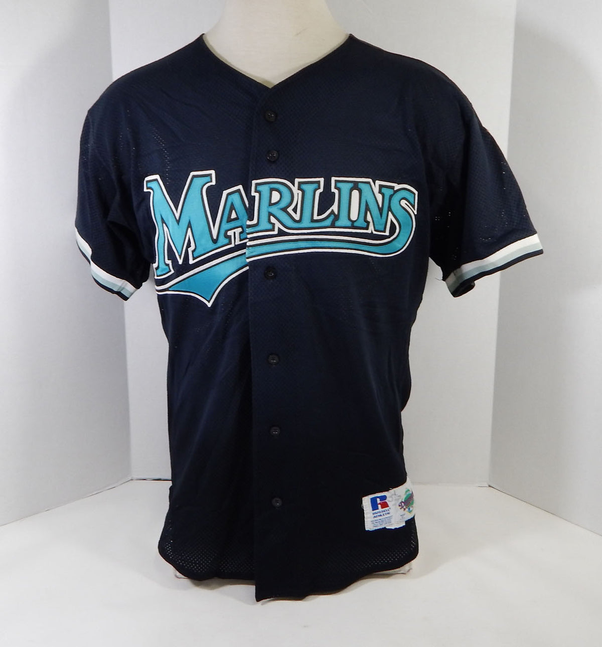 1999-02 Florida Marlins #94 Game Used Black Jersey BP Nameplate Rem 46 11 Pic2