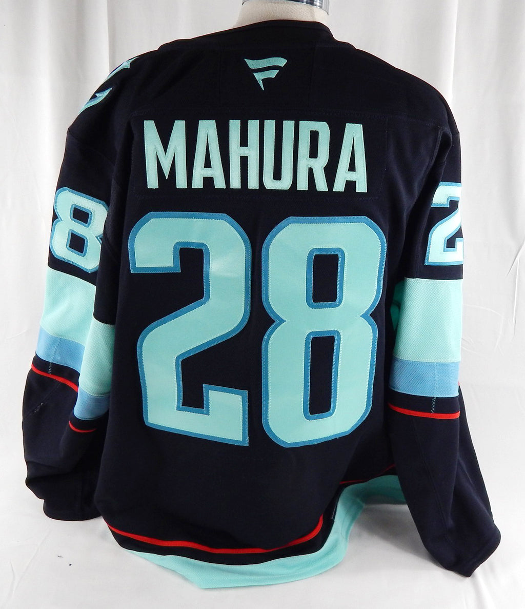 2024-25 Seattle Kraken Josh Mahura #28 Game Used Blue Jersey Bondo P Set 2 56 4 Pic2