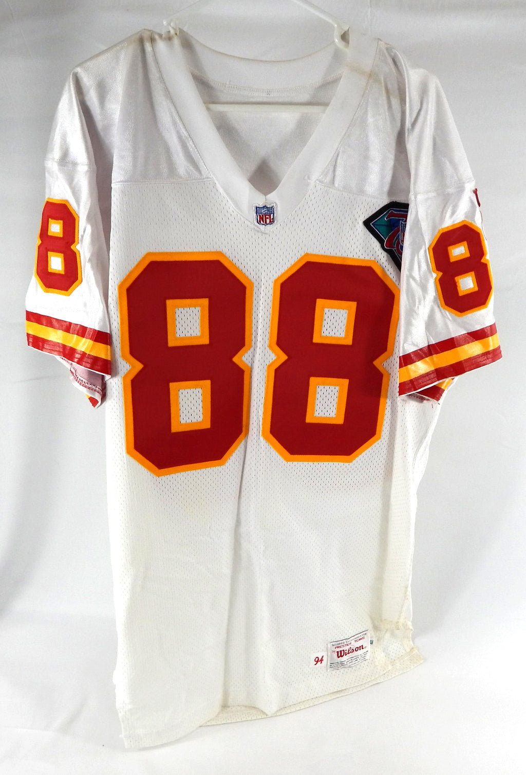1994 Kansas City Chiefs #88 Game Issued White Jersey 75th Anniversary Patch 42 2