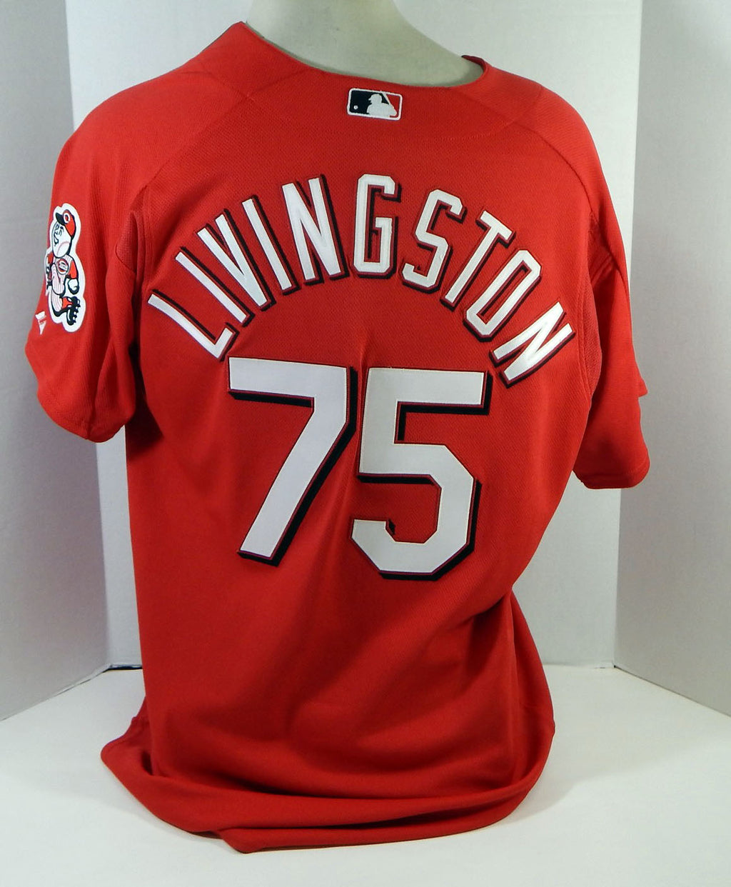 2006 Cincinnati Reds Bobby Livingston #75 Game Issued Red Jersey BP ST 6