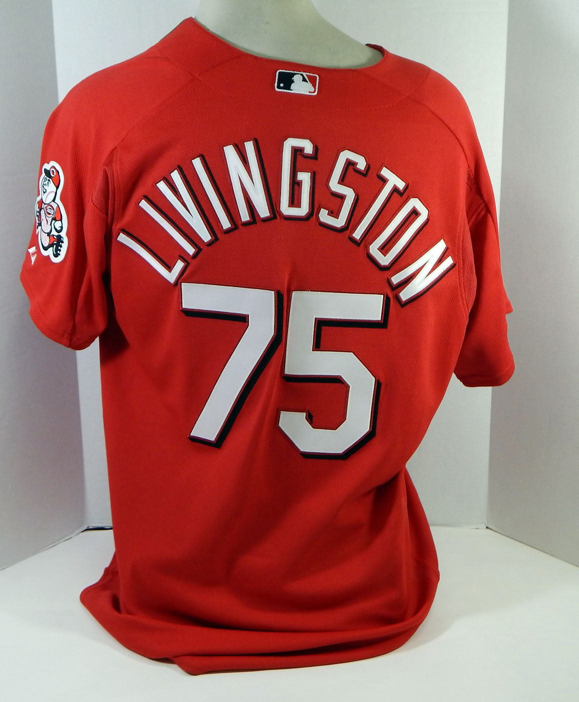 2006 Cincinnati Reds Bobby Livingston #75 Game Issued Red Jersey BP ST 6