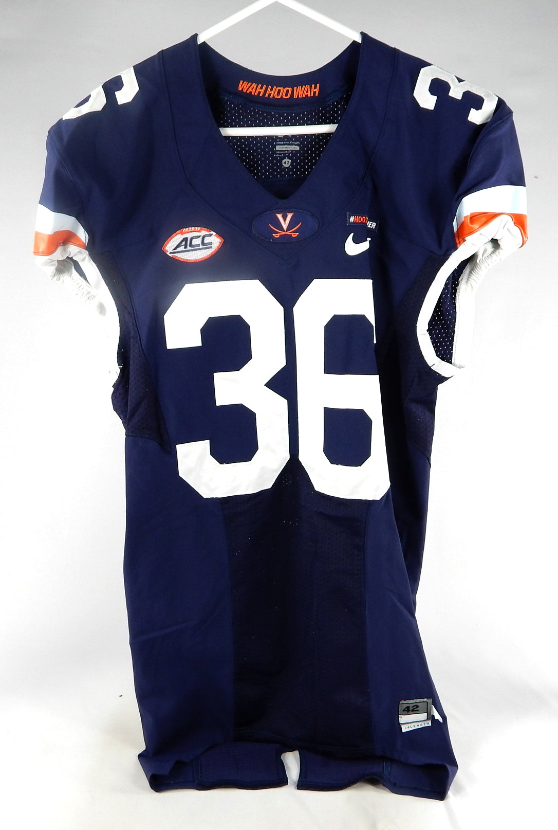 2017 Virginia Cavaliers #36 Game Used Navy Jersey Throwback Hoos Patch NP Rem 2