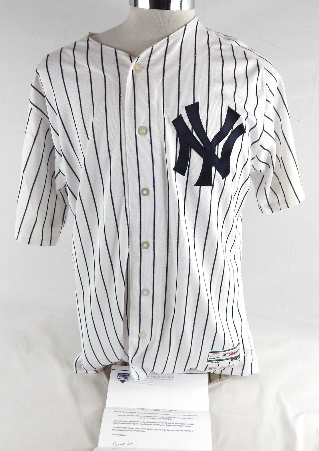 2017 New York Yankees Jeff Hendrix #38 Game Used White Jersey ST Opening Day 0