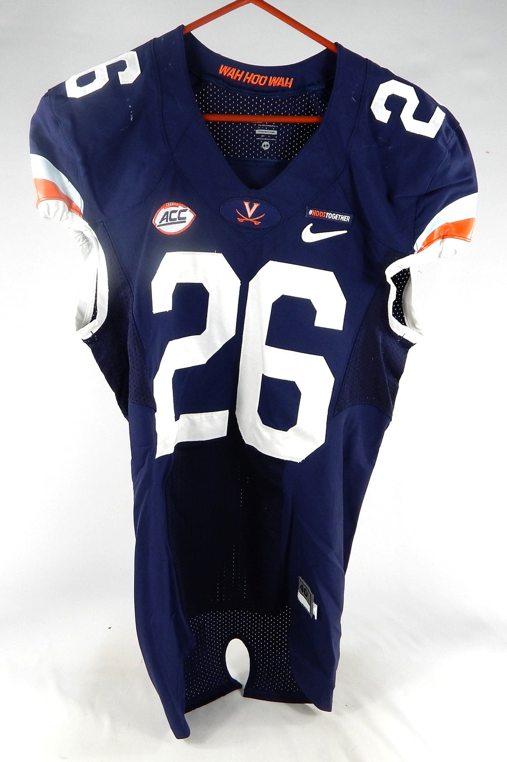 2017 Virginia Cavaliers #26 Game Used Navy Jersey Throwback Hoos Patch NP Rem 3