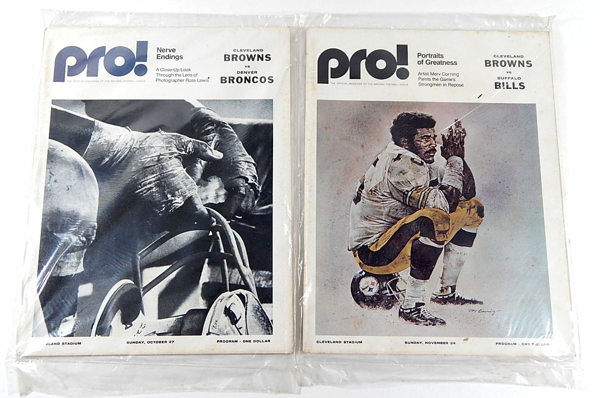 Lot of (2) Different 1974 Cleveland Browns NFL Football Programs