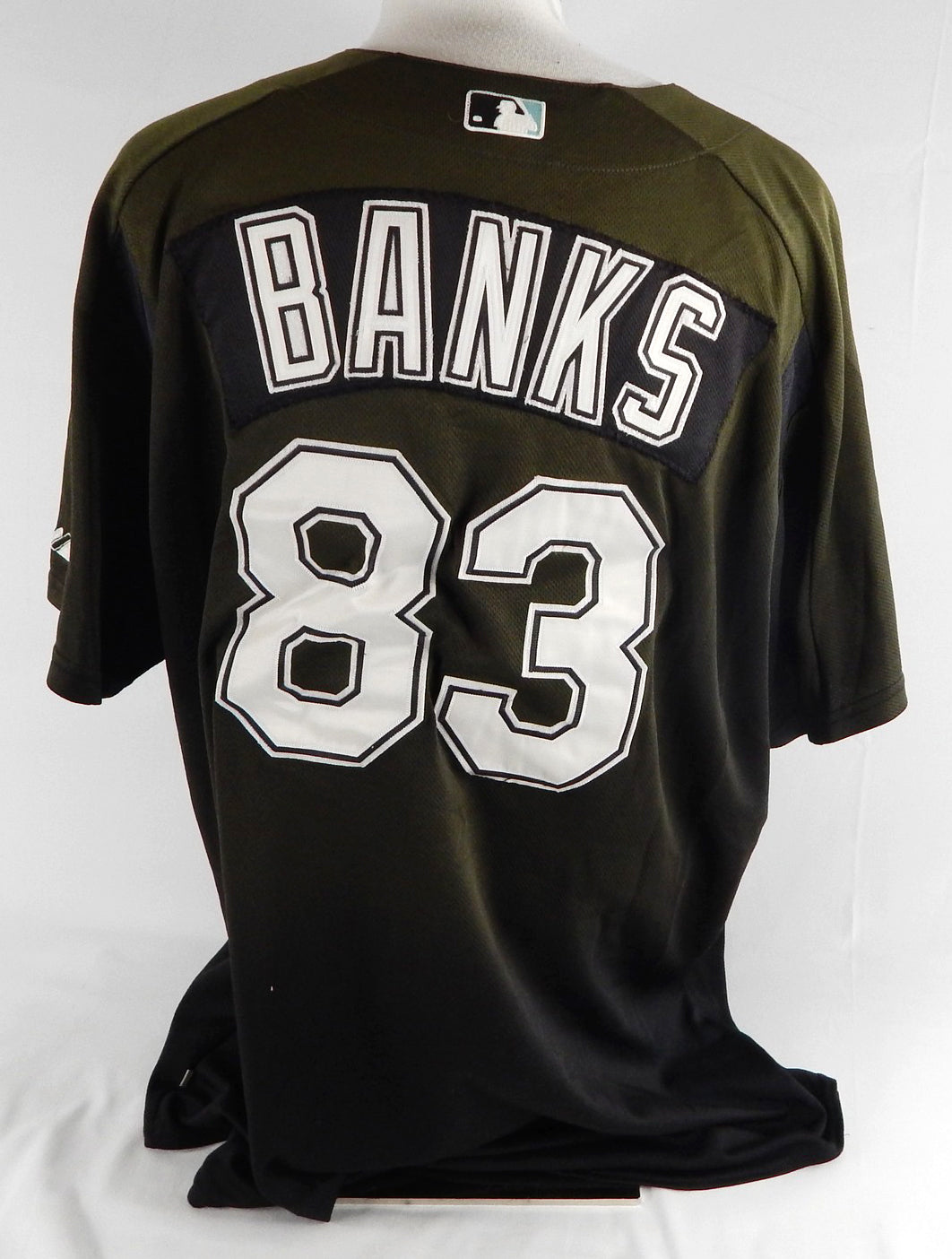 2003-06 Florida Marlins Brian Banks #83 Game Used Black Jersey BP ST XXL 635 Pic2
