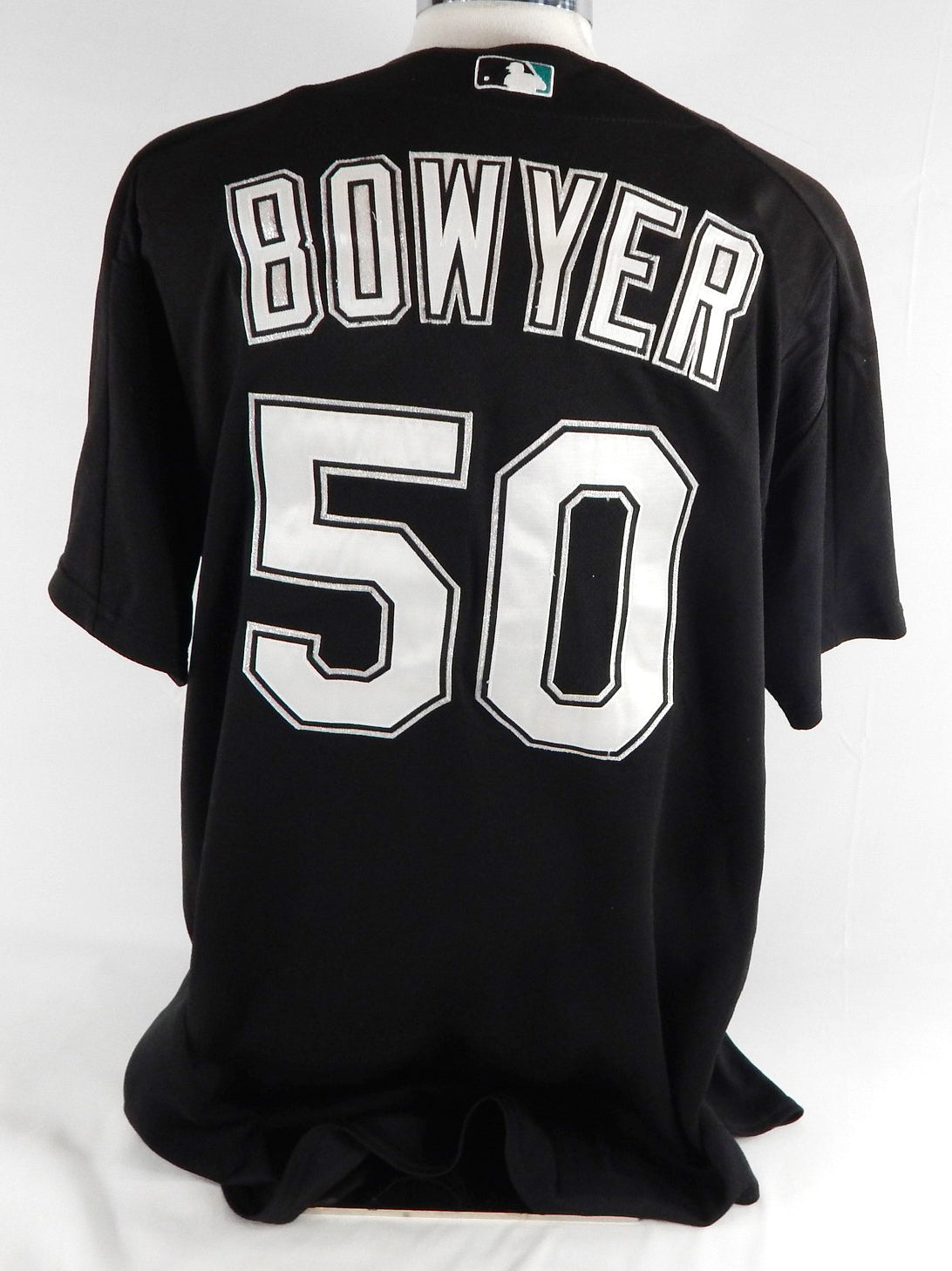 2003-06 Florida Marlins Travis Bowyer #50 Game Used Black Jersey BP ST XL 636 Pic2
