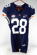 2017 Virginia Cavaliers #28 Game Used Navy Jersey Throwback Hoos Patch NP Rem5