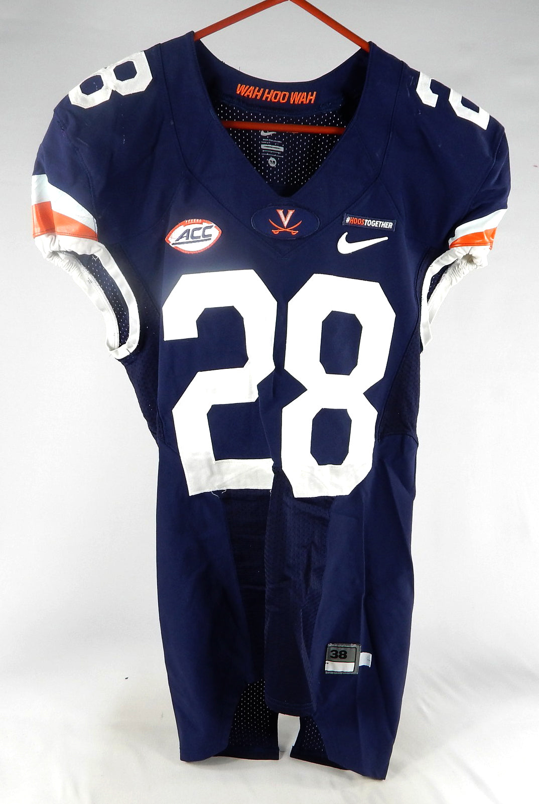 2017 Virginia Cavaliers #28 Game Used Navy Jersey Throwback Hoos Patch NP Rem5