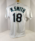 2002 Florida Marlins Mark Smith #18 Game Issued White Jersey 50 DP14322