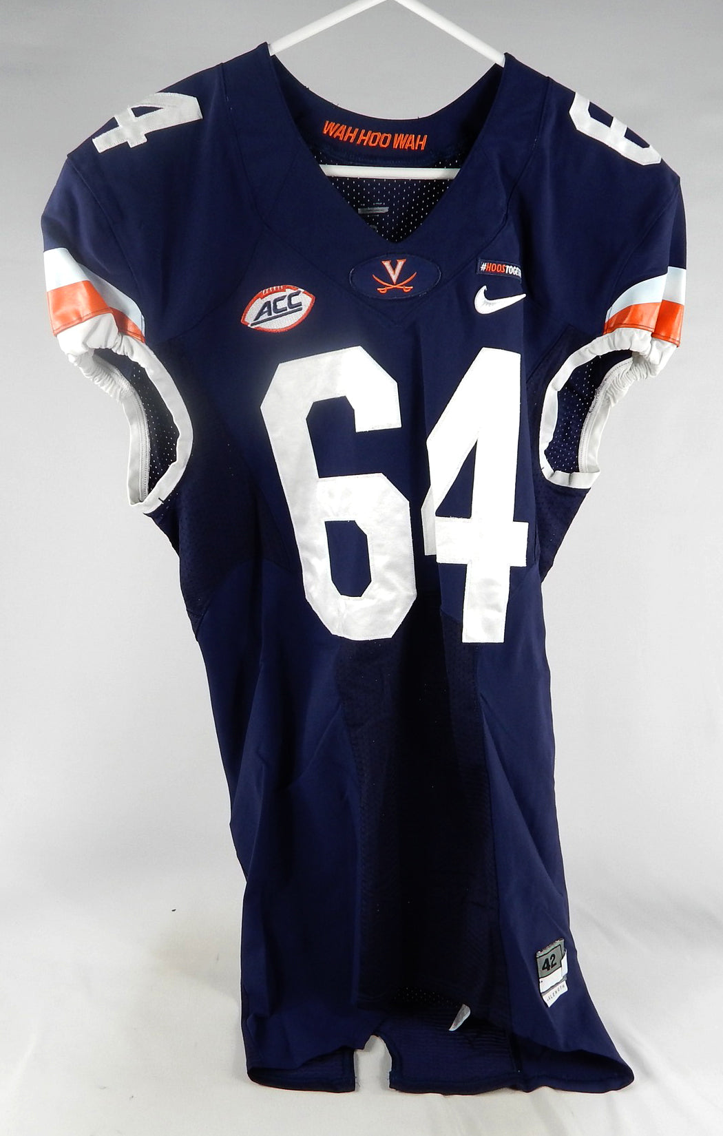2017 Virginia Cavaliers #64 Game Used Navy Jersey Throwback NP Rem Hoos P79