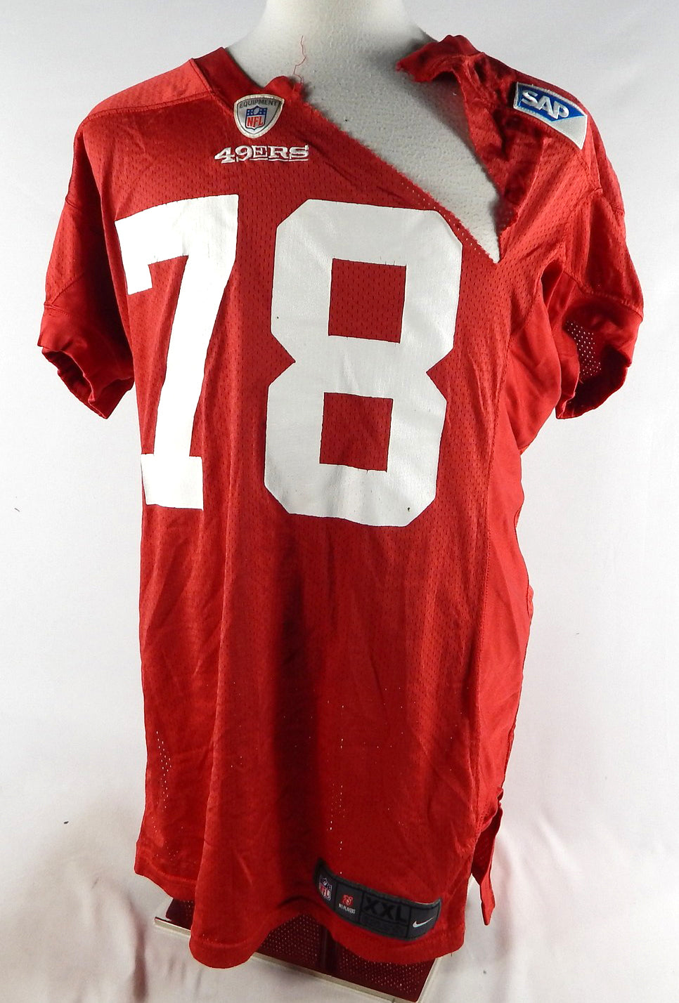 2012 San Francisco 49ers #78 Game Used Red Practice Jersey XXL 422