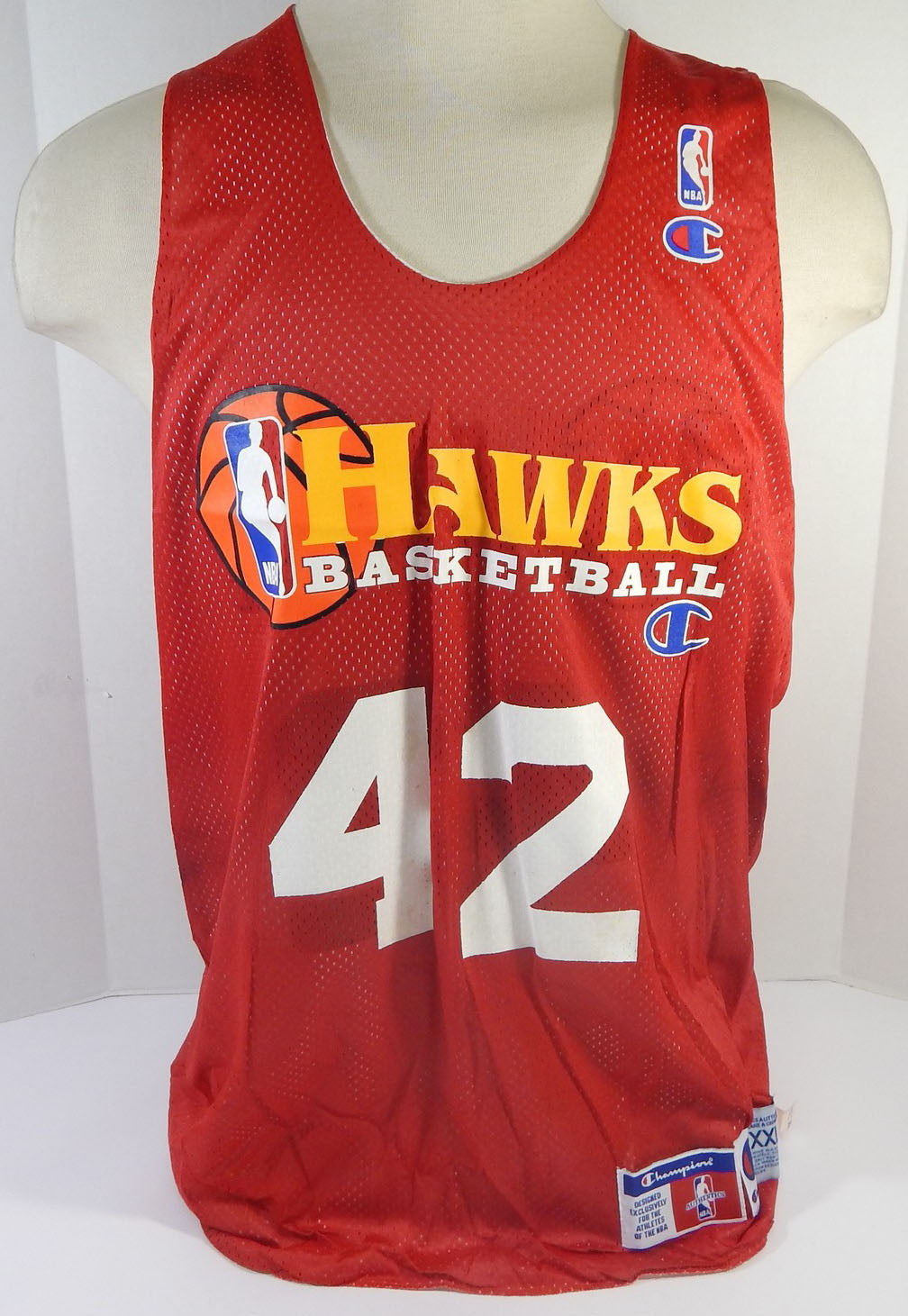 1990s Atlanta Hawks #42 Game Issued Red White Practice Jersey XXL DP30040