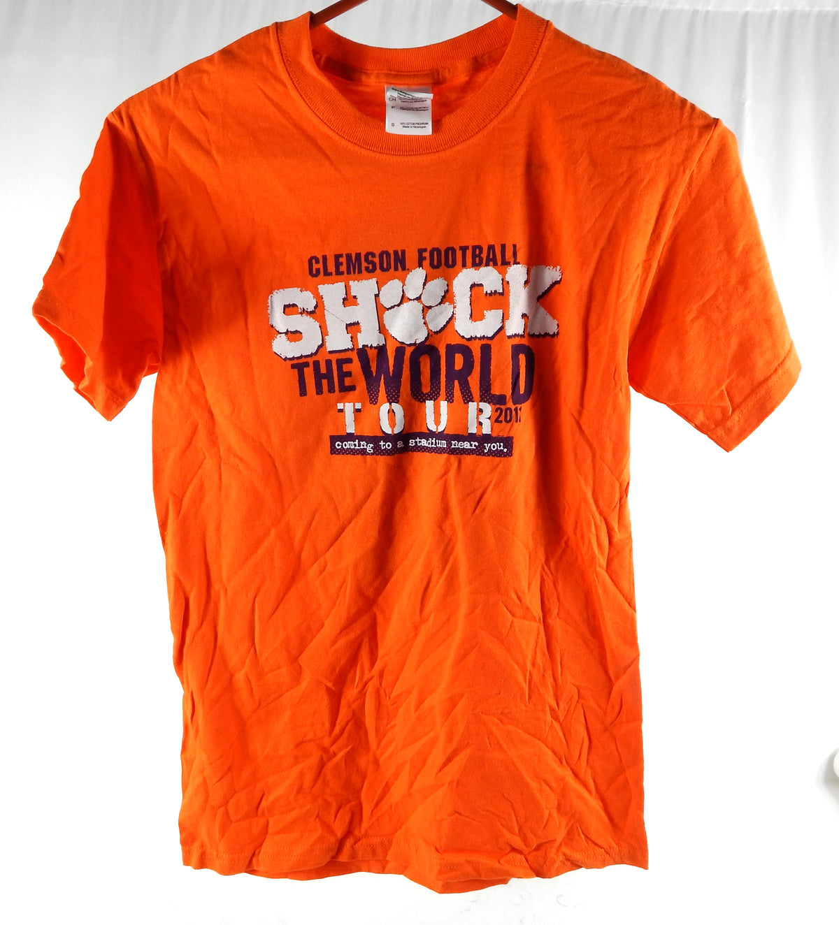 2011 Clemson Tigers # Team Issued Orange T-Shirt Throwback Logo 649