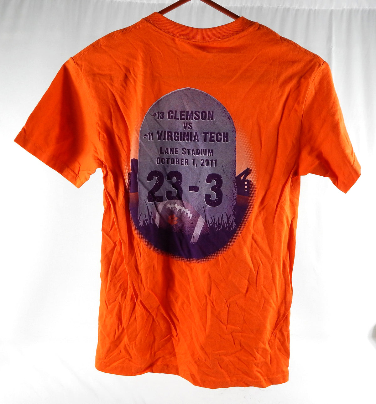 2011 Clemson Tigers # Team Issued Orange T-Shirt Throwback Logo 649 Pic2