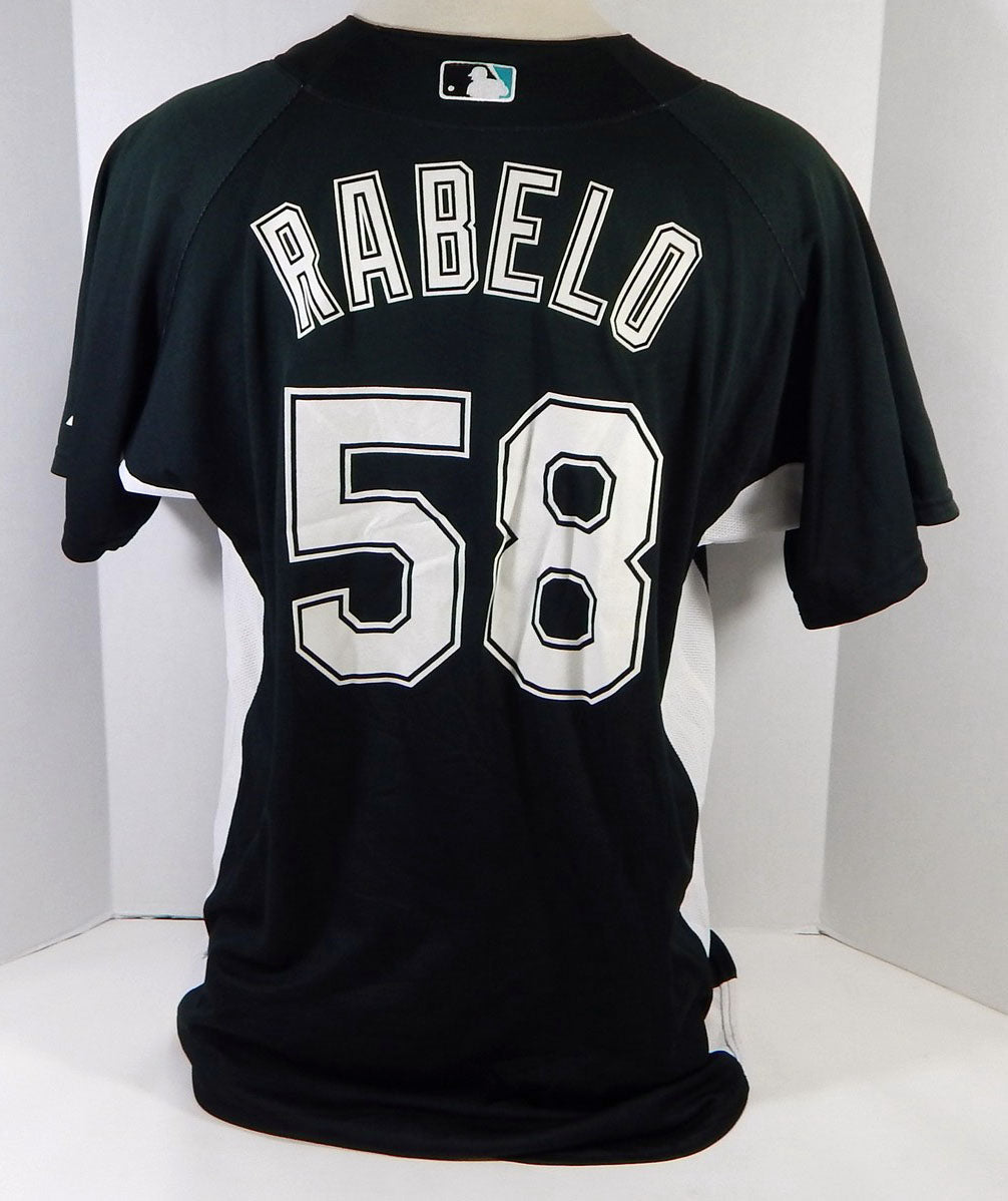 2008 Florida Marlins Mike Rabelo #58 Game Used Black Jersey BP ST XL DP14338