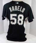 2008 Florida Marlins Mike Rabelo #58 Game Used Black Jersey BP ST XL DP14338