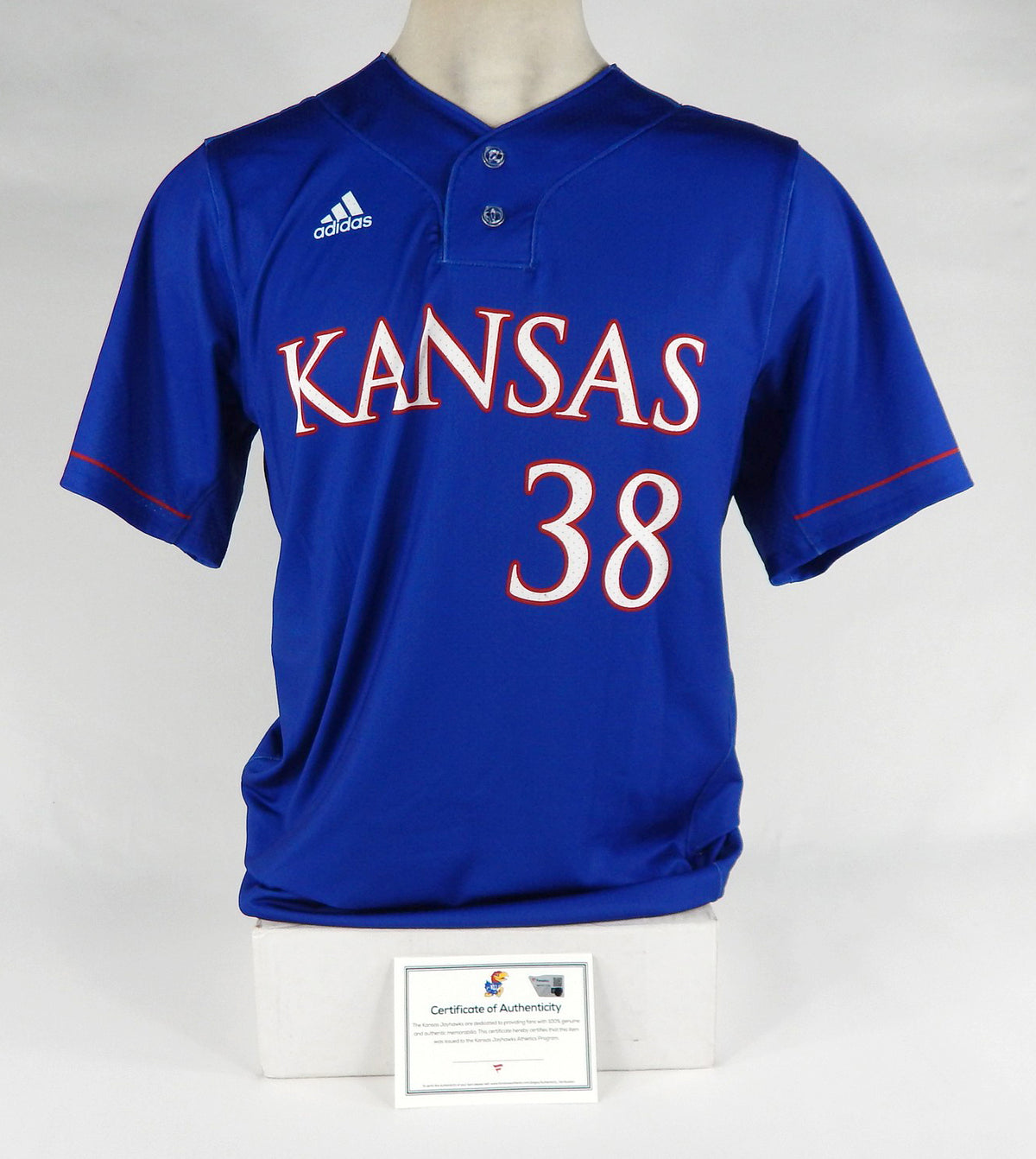 Kansas Jayhawks #38 Game Issued Pos Used Blue Jersey Baseball 42 DP65373