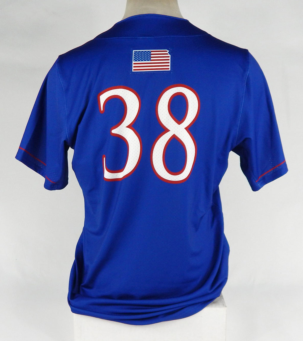 Kansas Jayhawks #38 Game Issued Pos Used Blue Jersey Baseball 42 DP65373 Pic2