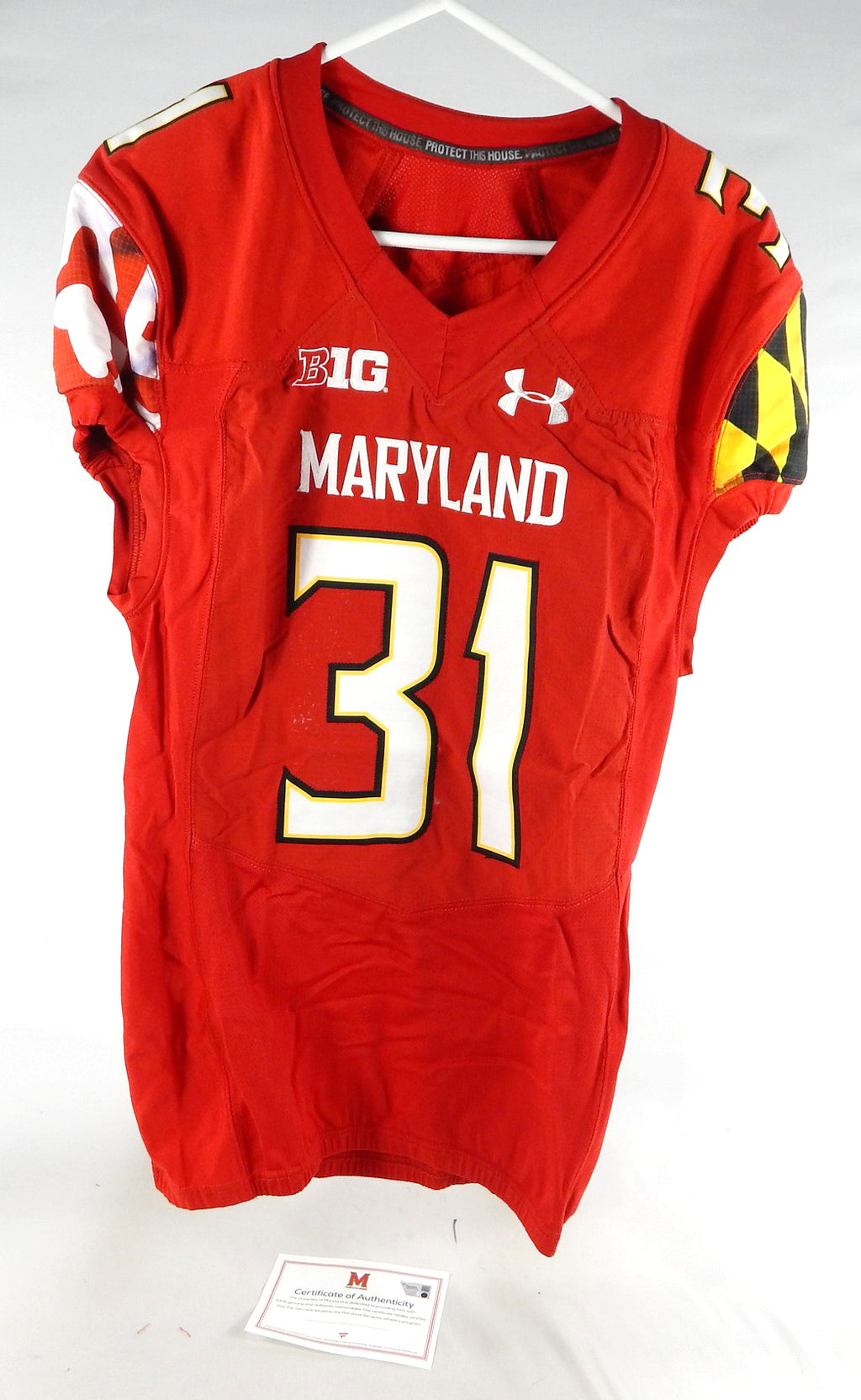 2018 Maryland Terrapins #31 Game Used Red Jersey Football NP Rem 42 344