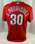 Philadelphia Phillies Edwin Rodriguez #30 Game Used Red Jersey Ext ST BP XL 809