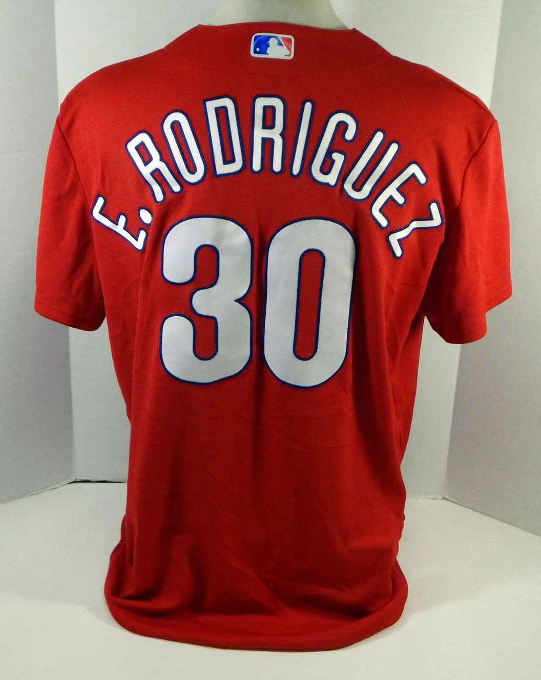 Philadelphia Phillies Edwin Rodriguez #30 Game Used Red Jersey Ext ST BP XL 809