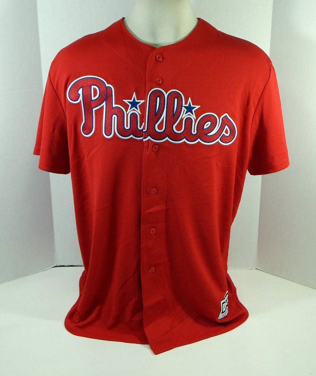 Philadelphia Phillies Edwin Rodriguez #30 Game Used Red Jersey Ext ST BP XL 809 Pic2