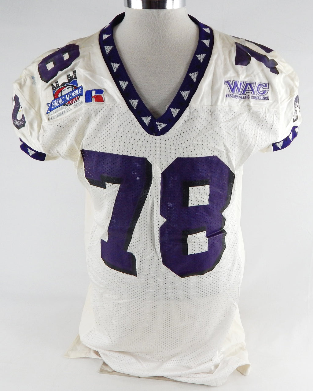 2000 Texas Christian TCU Frogs #78 Game Used White Jersey Alabama Bowl P 50 668