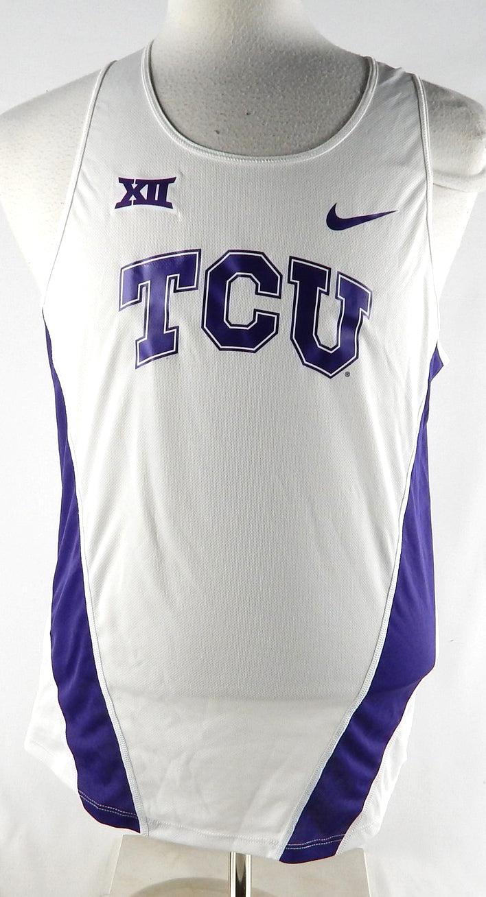 2015 Texas Christian TCU Horned Frogs Game Used White Jersey Track L 428