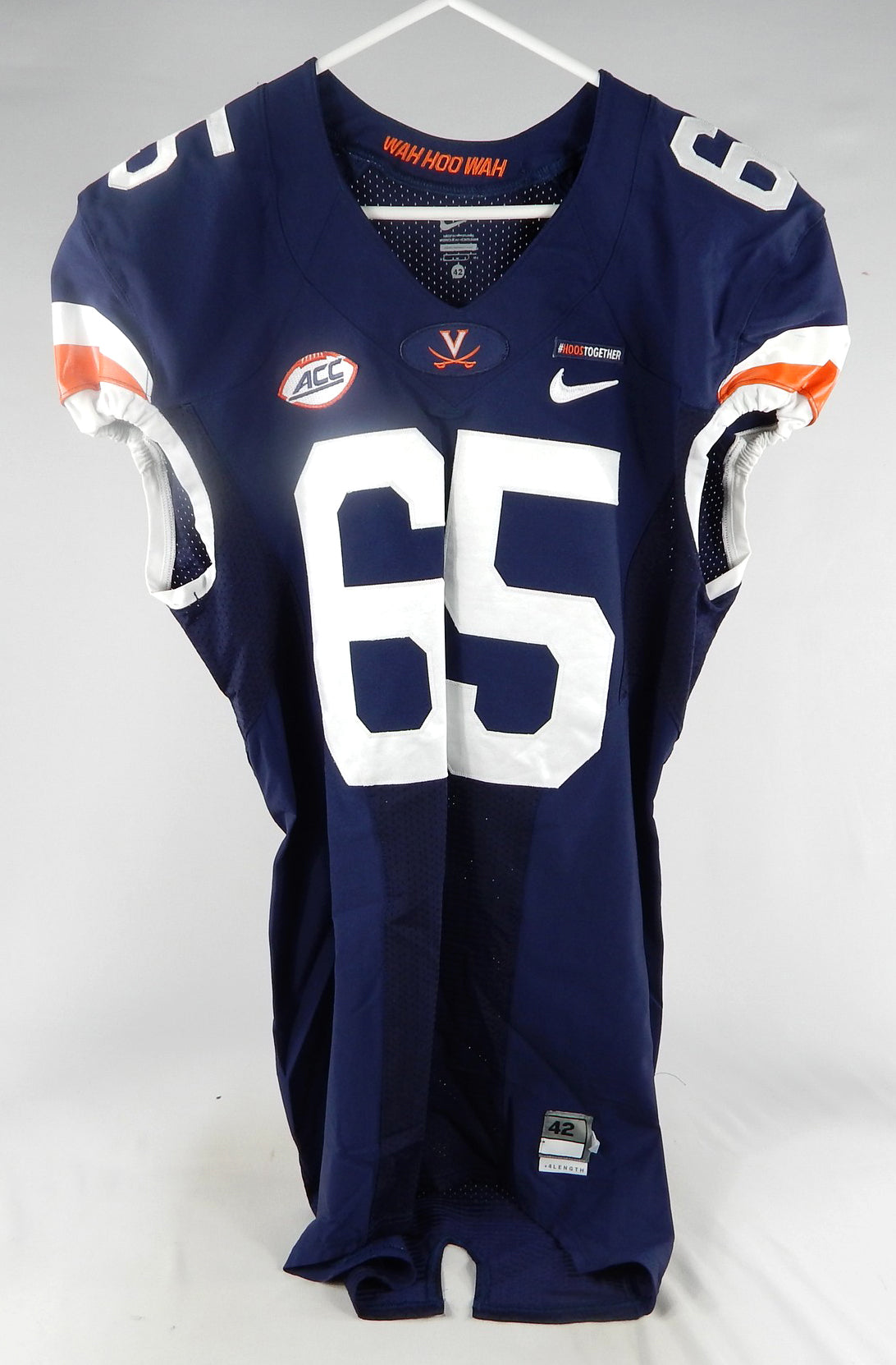 2017 Virginia Cavaliers #65 Game Used Navy Jersey Throwback NP Rem Hoos Patch 4