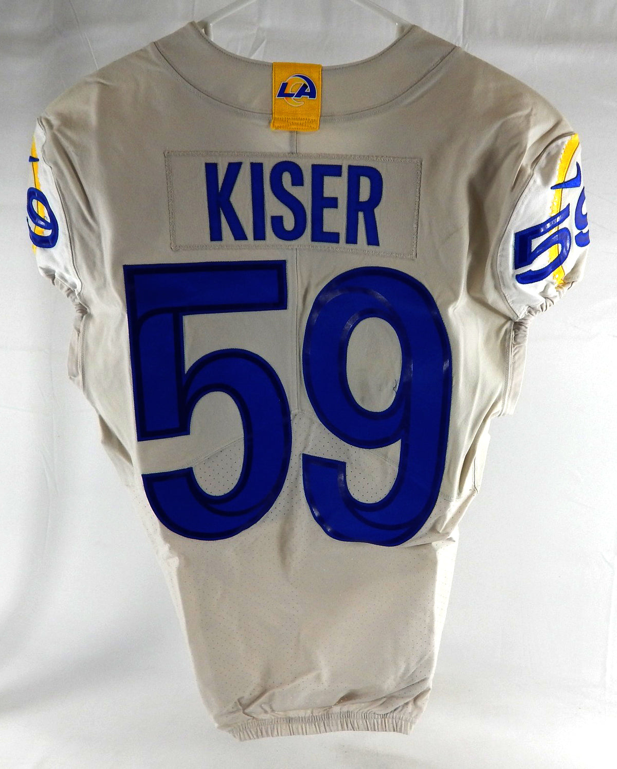 2020 Los Angeles Rams Micah Kiser #59 Game Issued Pos Used Cream Jersey 42 673 Pic2