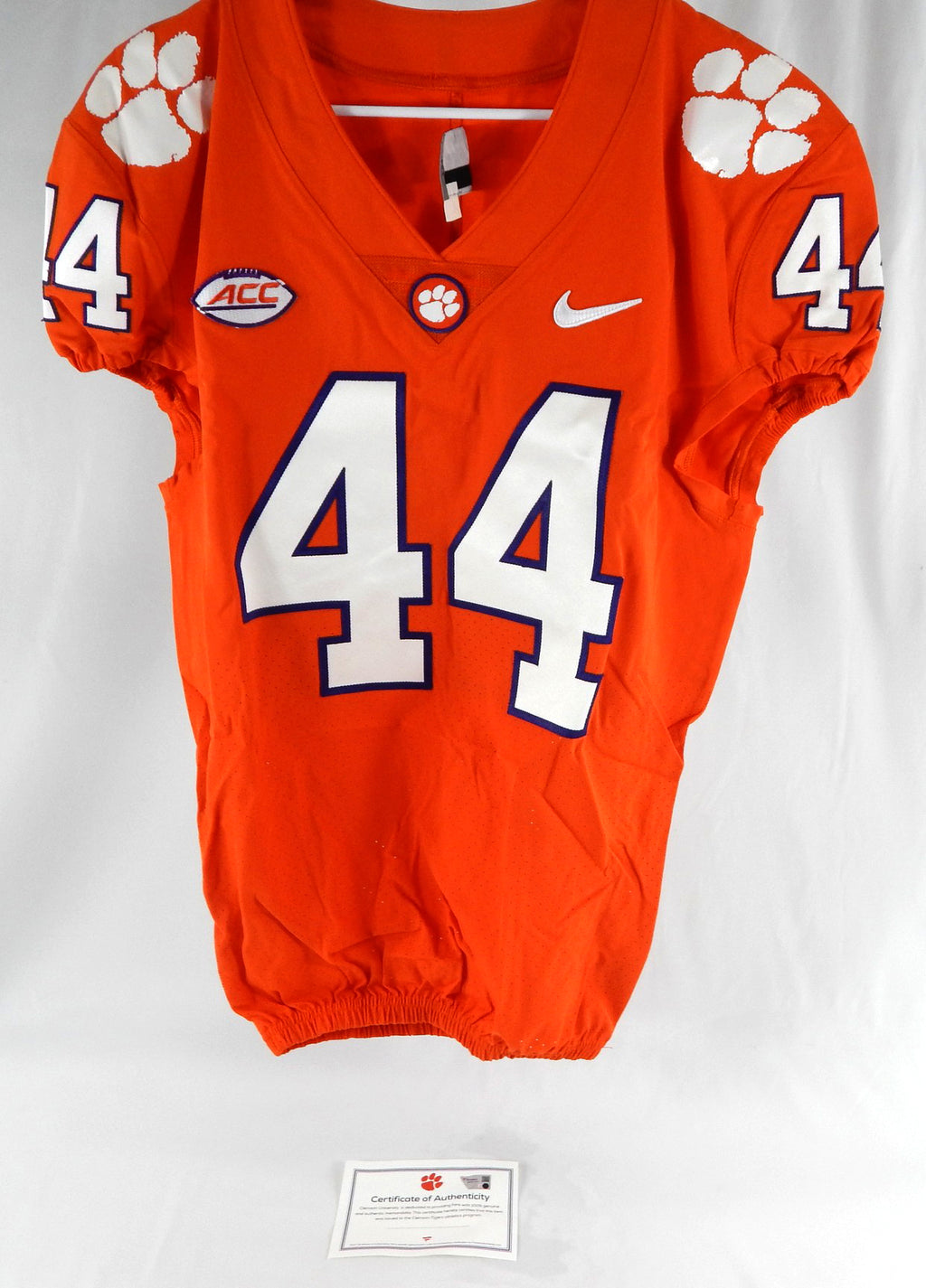 2017-22 Clemson Tigers #44 Game Issued Pos Used Orange Jersey Football NP Rem 6