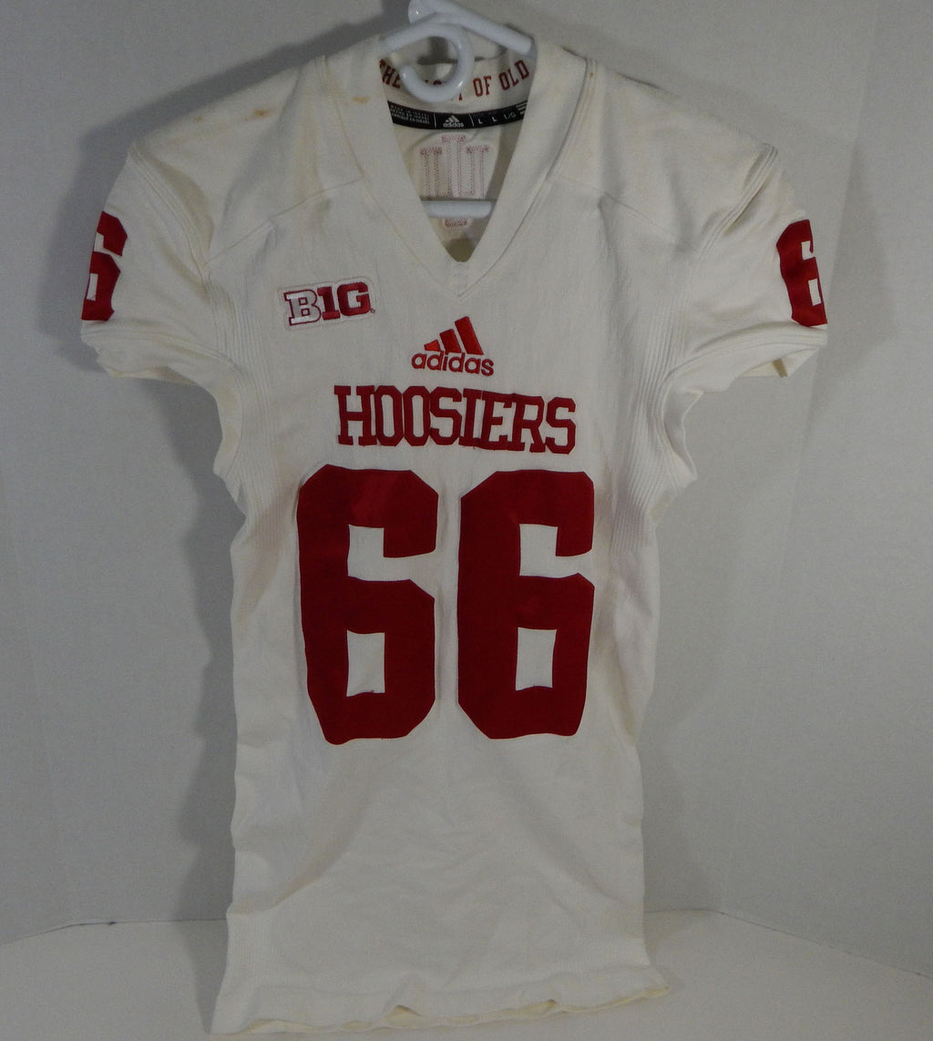 2015 Indiana Hoosiers #66 Game Used White Jersey Nameplate Removed L DP13993