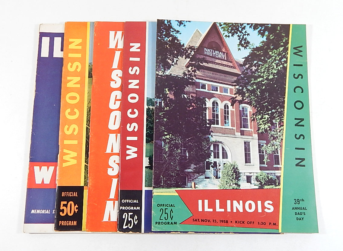 Lot of (5) Diff 1950 to 1962 Wisconsin at Illinois College Football Programs