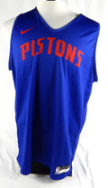 Detroit Pistons Blank Game Issued Blue Practice Jersey XL 560