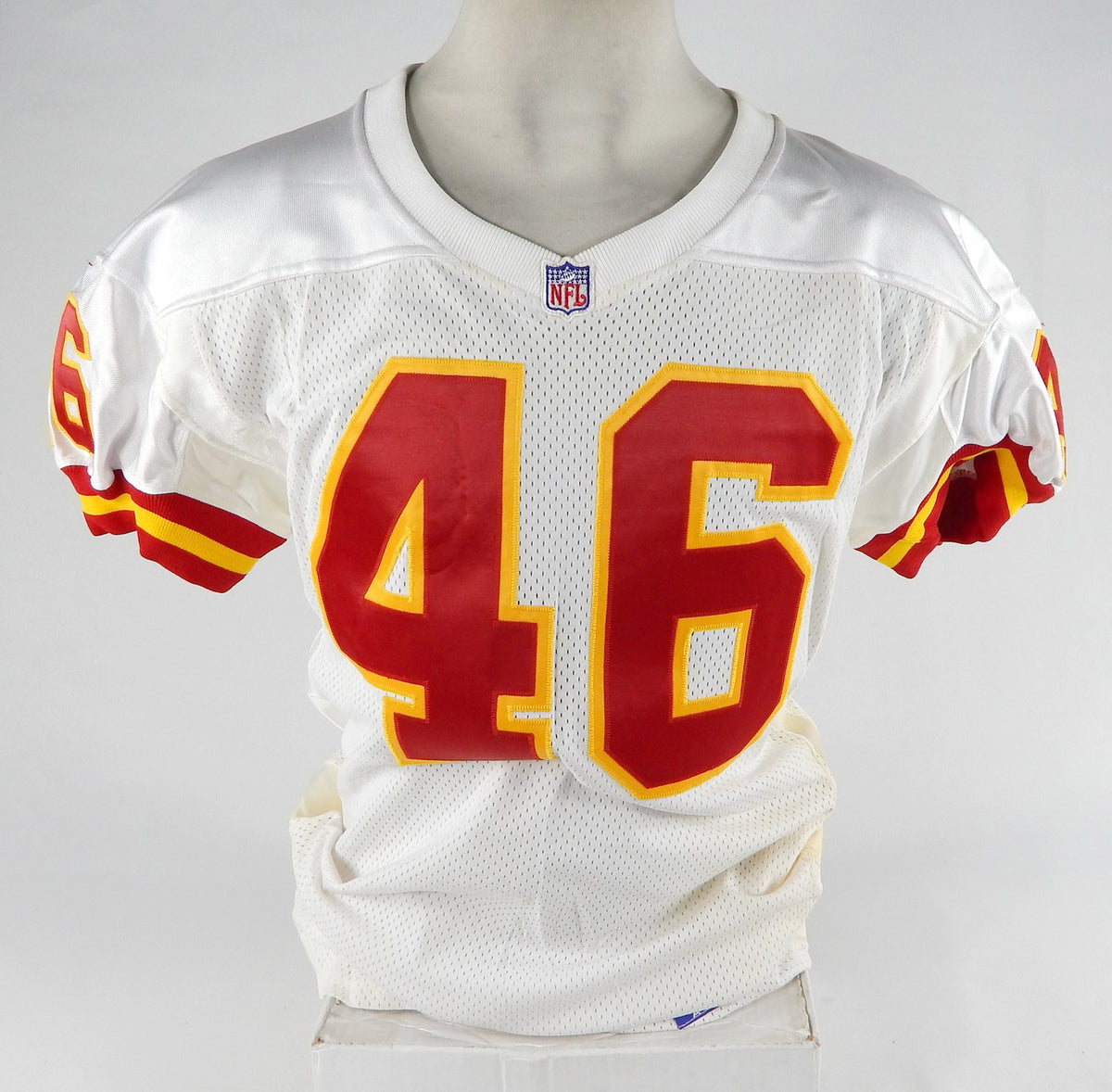 1997 Kansas City Chiefs Bill Kyahat #46 Game Issued White Jersey 44 DP70864