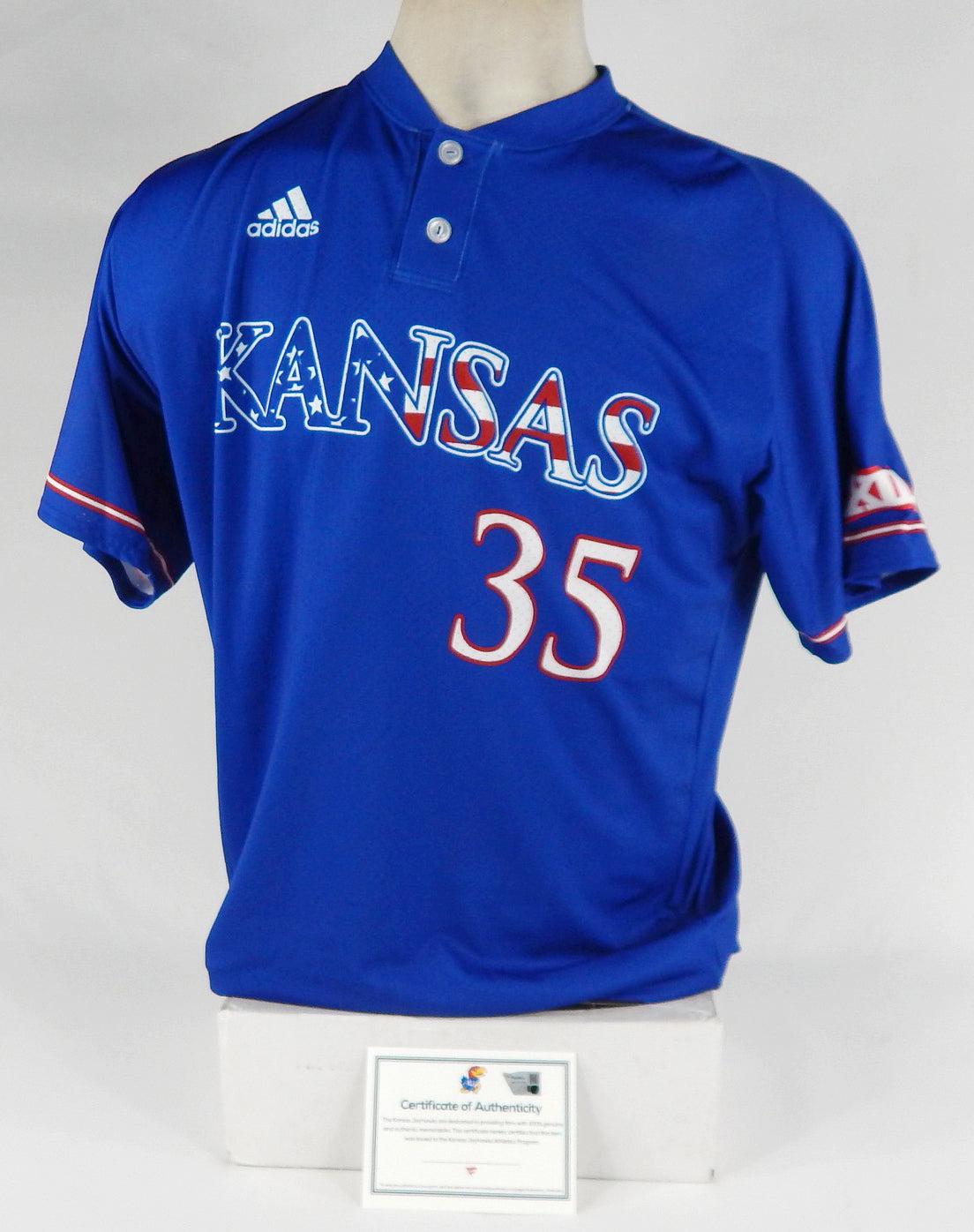 Kansas Jayhawks #35 Game Issued Pos Used Blue Jersey Baseball USA 40 DP65382