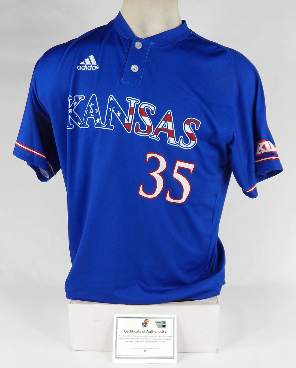 Kansas Jayhawks #35 Game Issued Pos Used Blue Jersey Baseball USA 40 DP65382 Pic2