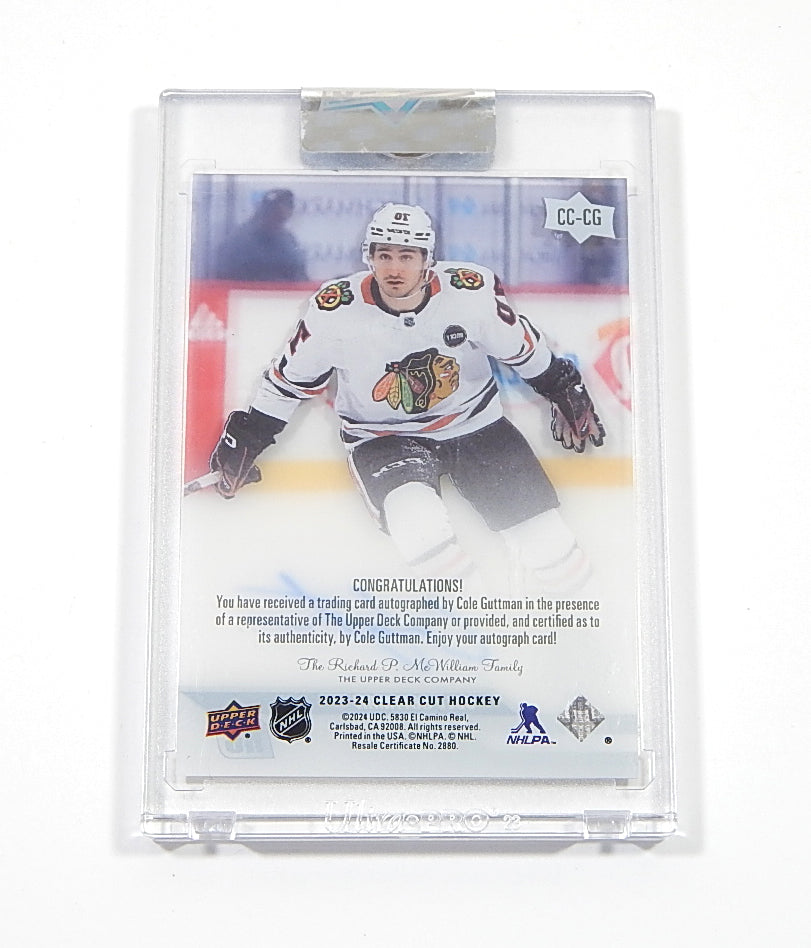 2023-24 Upper Deck Clear Cut Rookies Cole Guttman RC #CC-CG Auto Pic2
