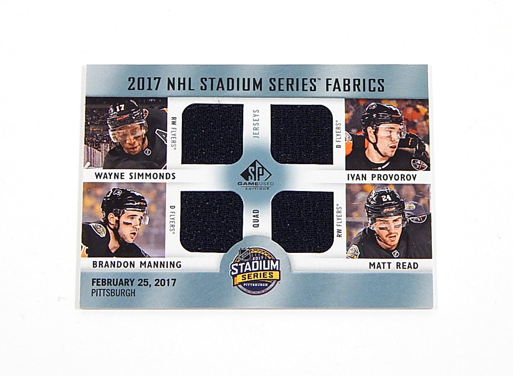 2017-18 SP Game Used Stadium Quad Fabric Simmonds / Manning / Provorov / Read