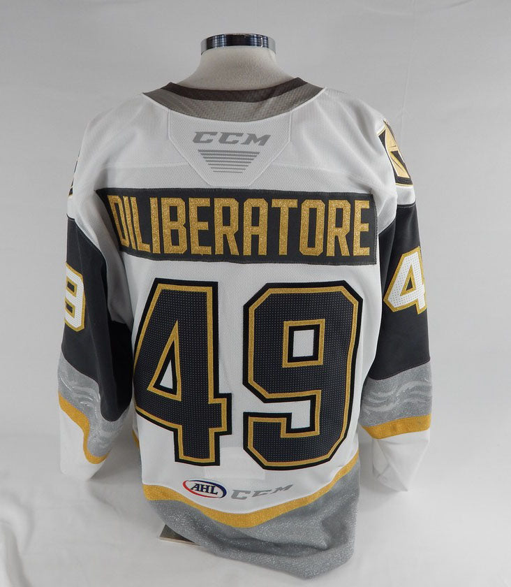 2023-24 Henderson Silver Knights Peter Diliberatore #49 Game Used White Jersey 5 Pic2