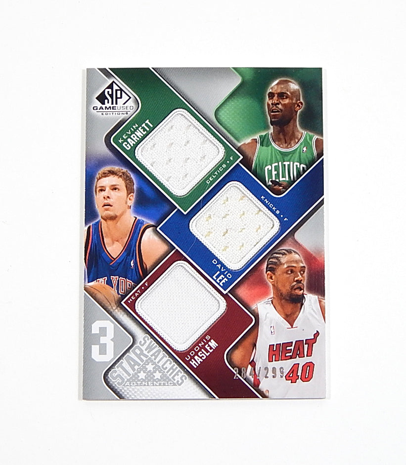 2009-10 SP Game Used 3 Star Swatches Kevin Garnett / Lee / Haslem Jersey /299