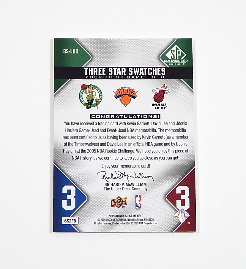 2009-10 SP Game Used 3 Star Swatches Kevin Garnett / Lee / Haslem Jersey /299 Pic2